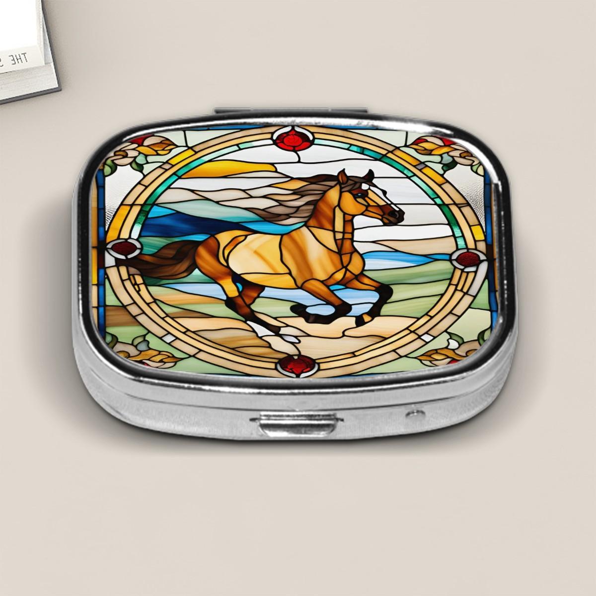 Horse Pill Box: Small Round Pill Organizer for Animal Lovers