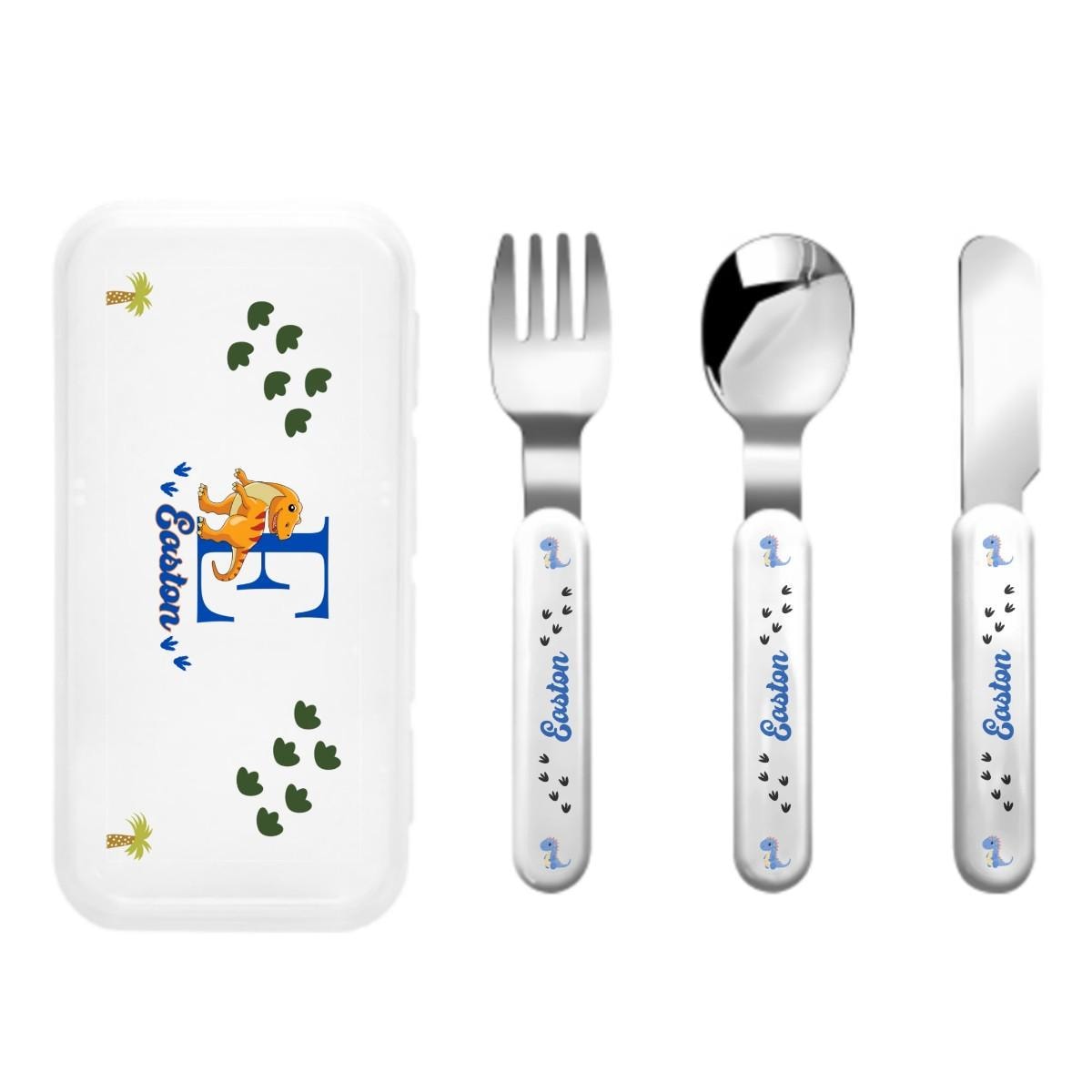 Personalized Kids Cutlery Set: Stainless Steel Toddler Utensils with Case