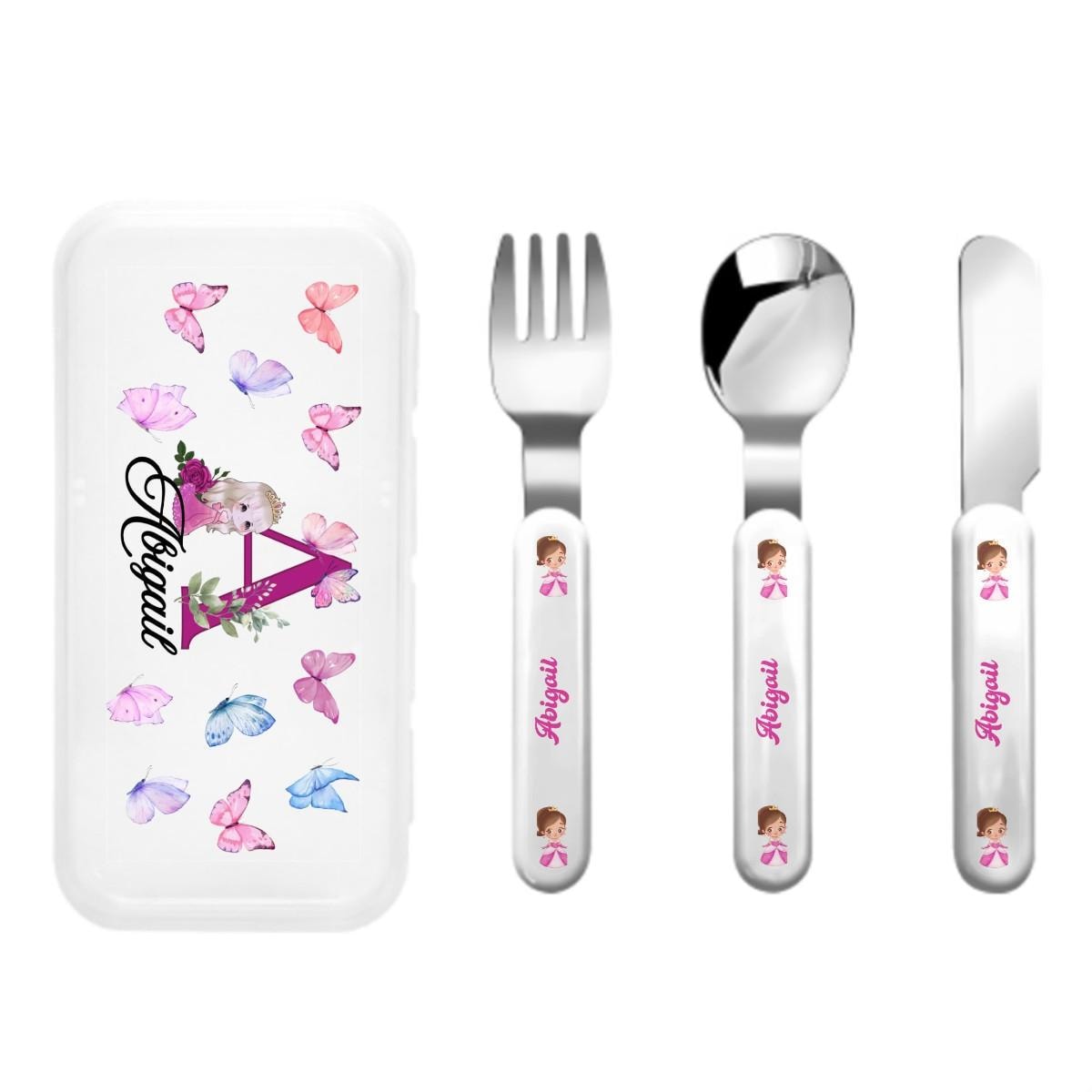 Personalized Kids Cutlery Set: Stainless Steel Utensils with Case