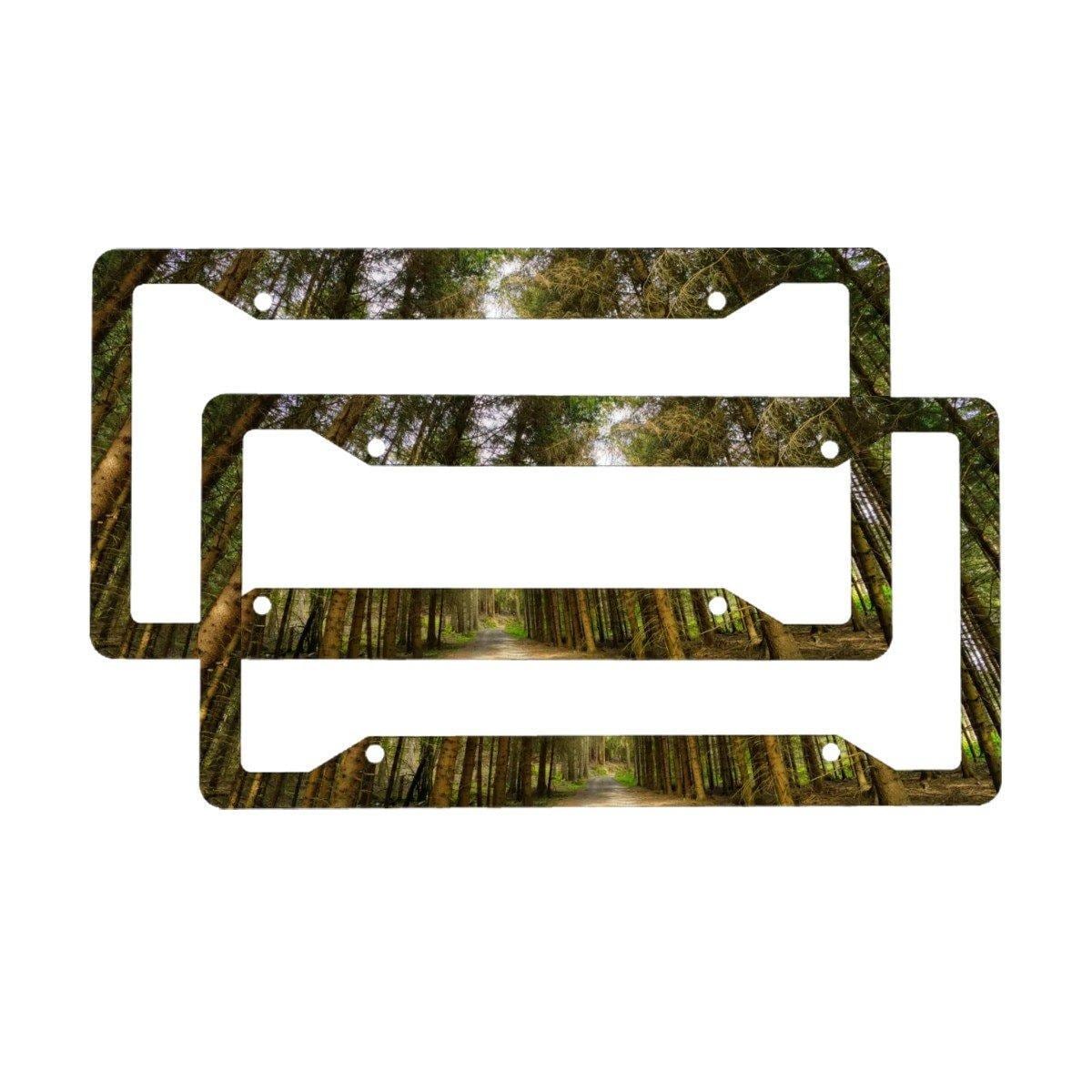 Forest scenic License Plate Frame | Nature Car Accessory | Tree Pattern Decorative Auto Frame | Outdoor Adventure Gift for Drivers | 2 pcs