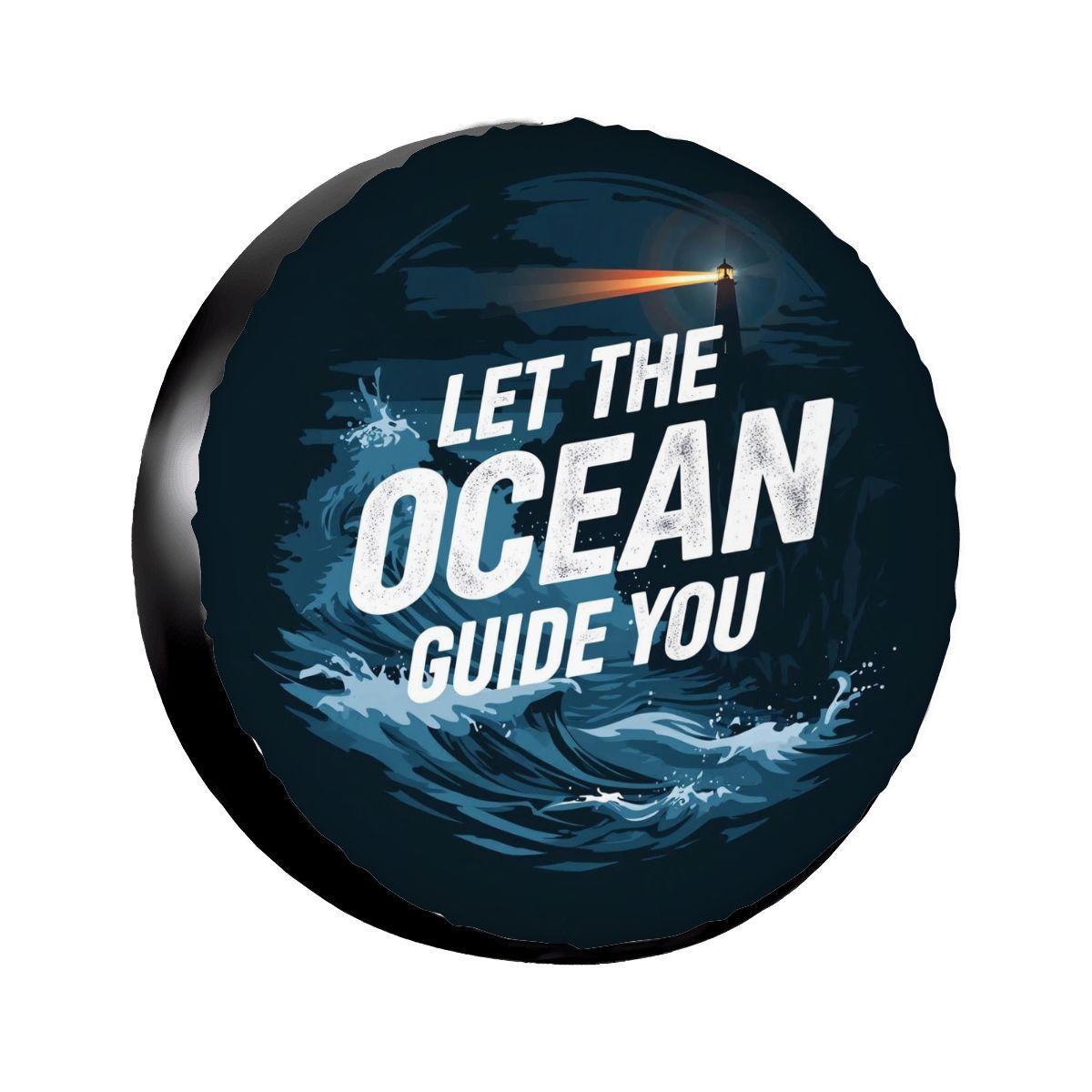 Let The Ocean Guide You Spare Tire Cover Nautical Wave Design, Custom SUV RV Camper Tire Cover, Beach Adventure Coastal Car Accessory Gift