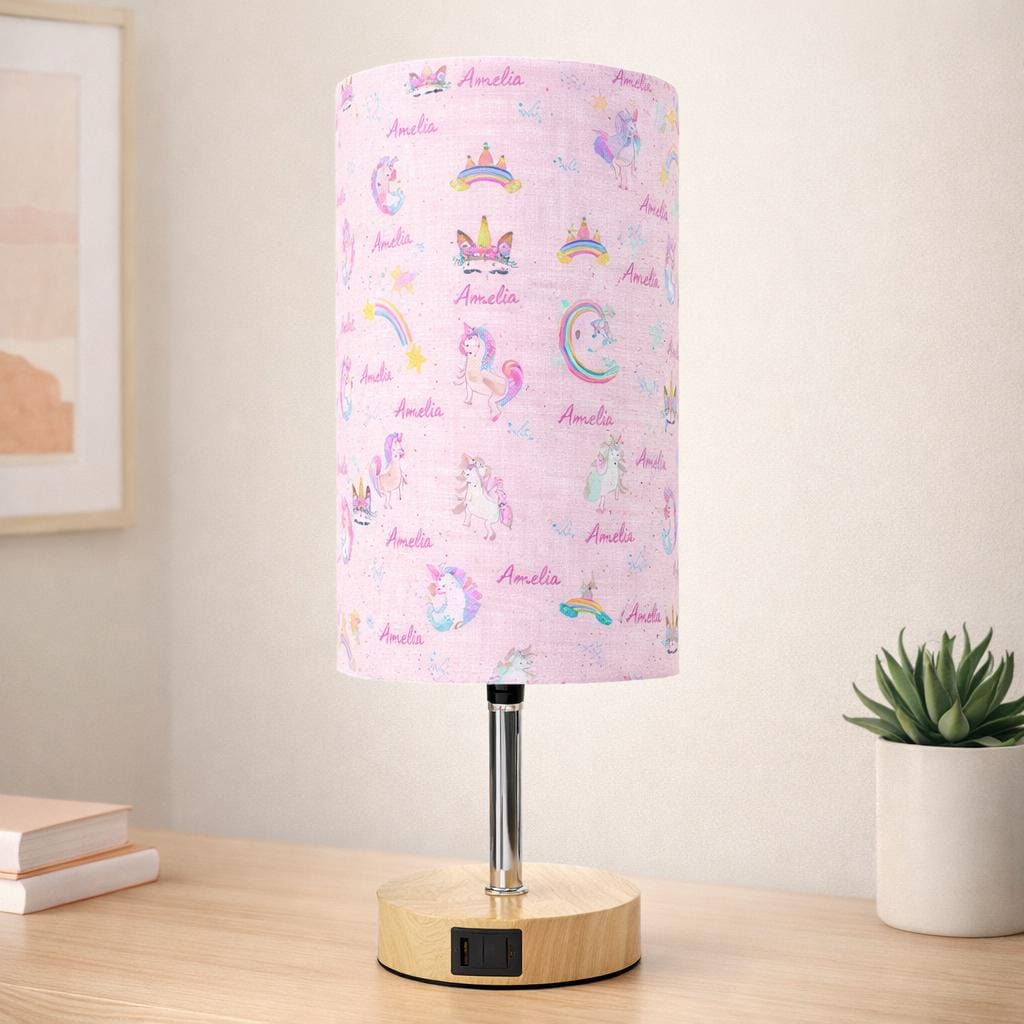 Personalized Unicorn Kids Lamp, Custom Name Unicorn Night Light, Girls Bedroom Lamp, Rainbow Unicorn Nursery Decor, Kids Bedside Lamp