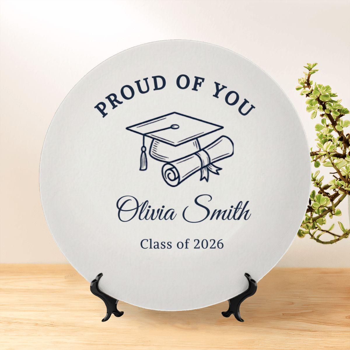 Personalized Class of 2026 Plate, Custom Graduation Gift with Name, Senior Grad Keepsake, College High School Graduation Decor