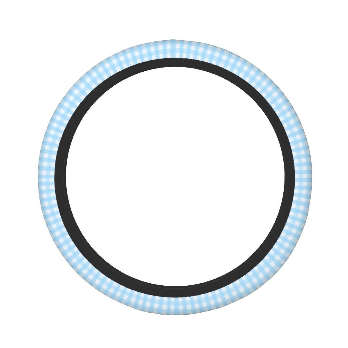 Blue Gingham Steering Wheel Cover, Thickened Elastic Anti-Slip Car Steering Wheel Cover, Soft Breathable Grip Wheel Protector