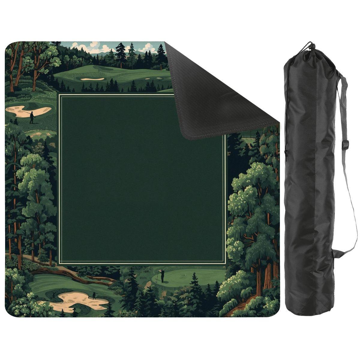 Golf Course Mahjong Mat 31.5x31.5 | Scenic Forest Fairway Game Mat | Non-Slip Table Cover with Carry Bag | Travel Gaming Mat(Ship Rolled up)