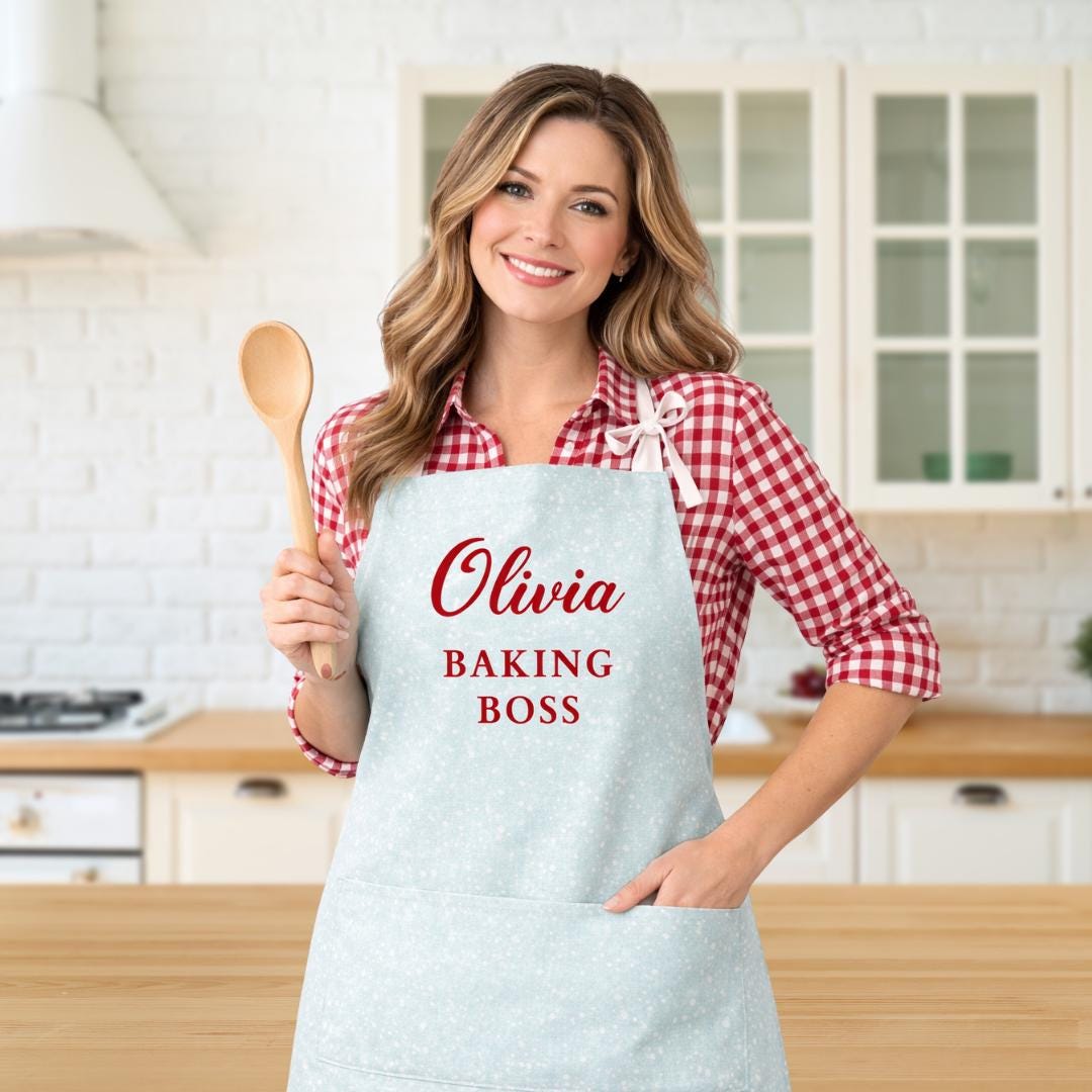 Personalized Apron with Name, Custom Cooking Apron Gift, Funny Baking Apron, Kitchen Apron Set, Bridal Shower Gift, Apron with Pockets