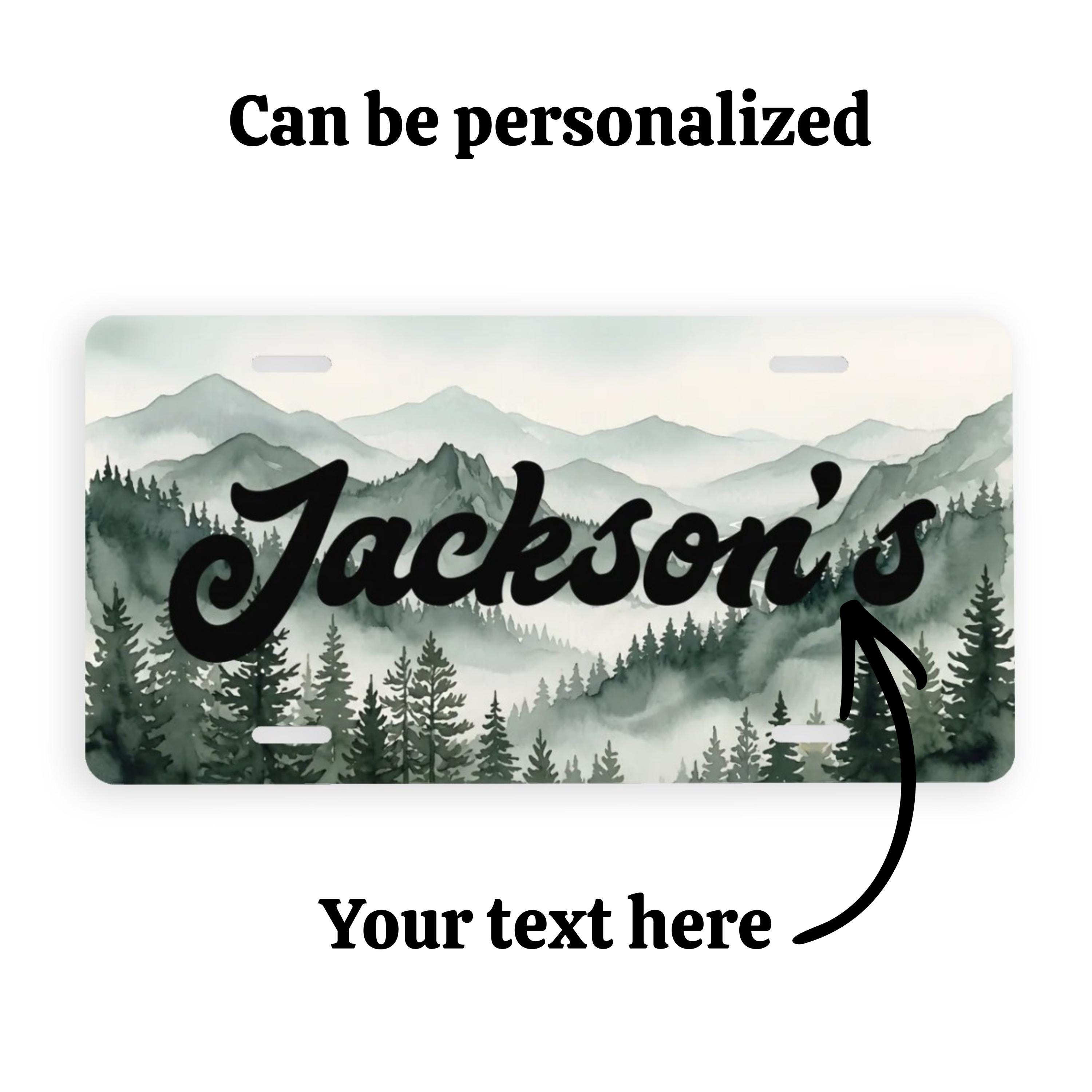 Misty Mountain License Plate,Personalized Name,Forest Car Tag,Pine Tree Nature,Auto Accessory Rustic Car Decor Gift Aluminum License Plate