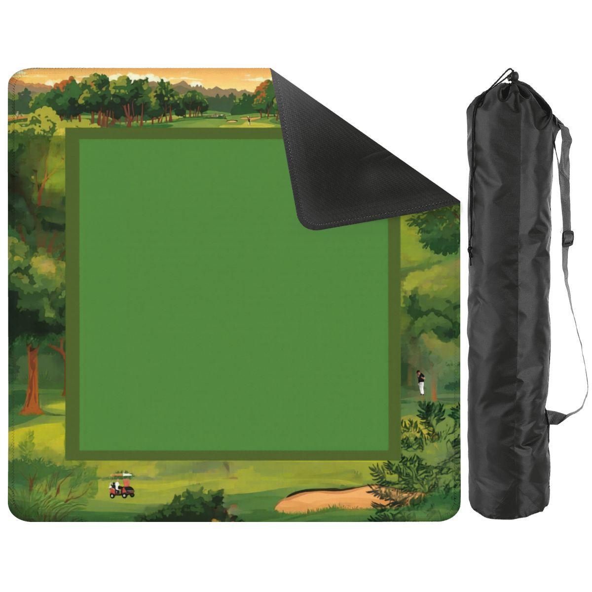 Golf Mahjong Mat 31.5x31.5 | Green Game Table Mat | Scenic Golf Course Design | Non-Slip Surface | Travel Mat with Carry Bag(Ship Rolled up)