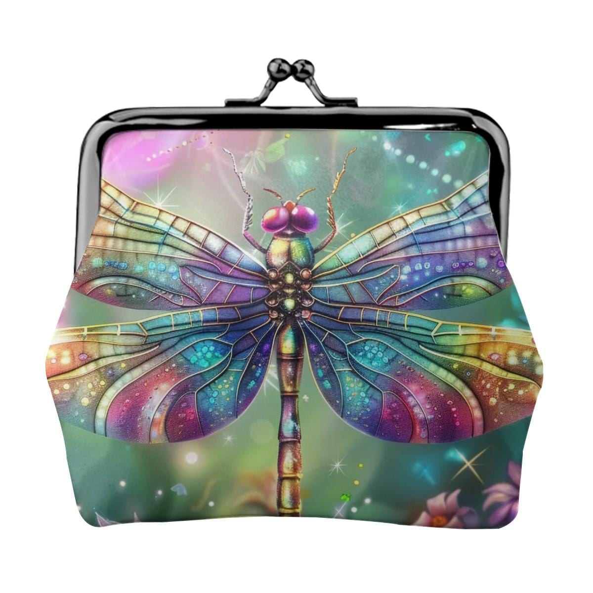 Colorful Dragonfly Kiss Lock Coin Purse, Fantasy Insect Wallet, Vibrant Clasp Coin Pouch, Artistic Nature Small Bag, Unique Gift for Her