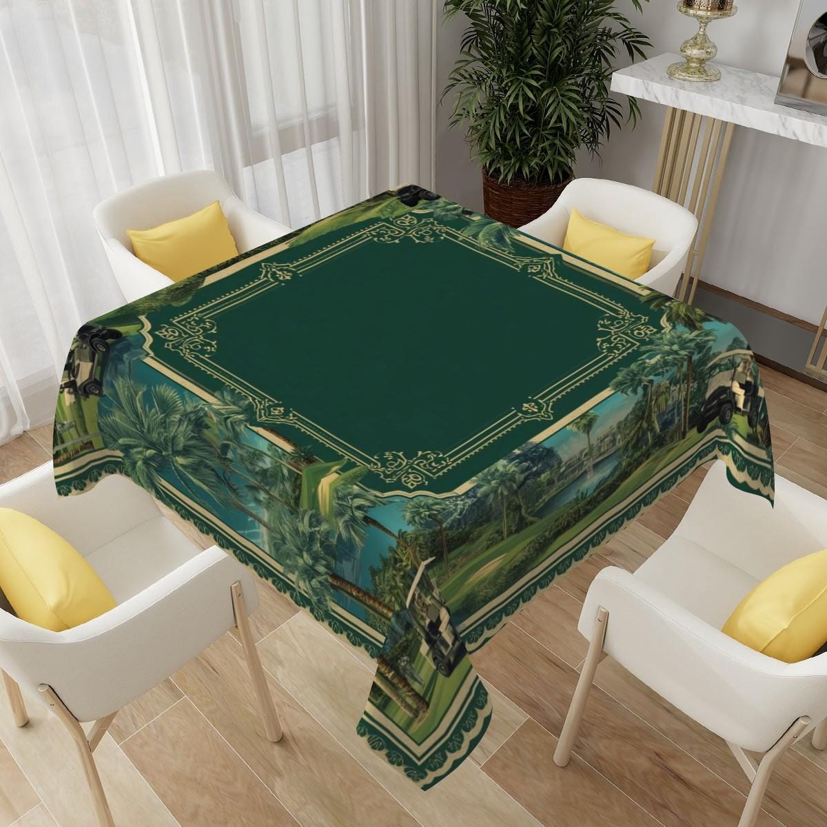 Golf Course Mahjong Table Cloth Square Green Fairway Table Cover Sports Theme Decorative Dining Tablecloth Golfer Gift Home Decor