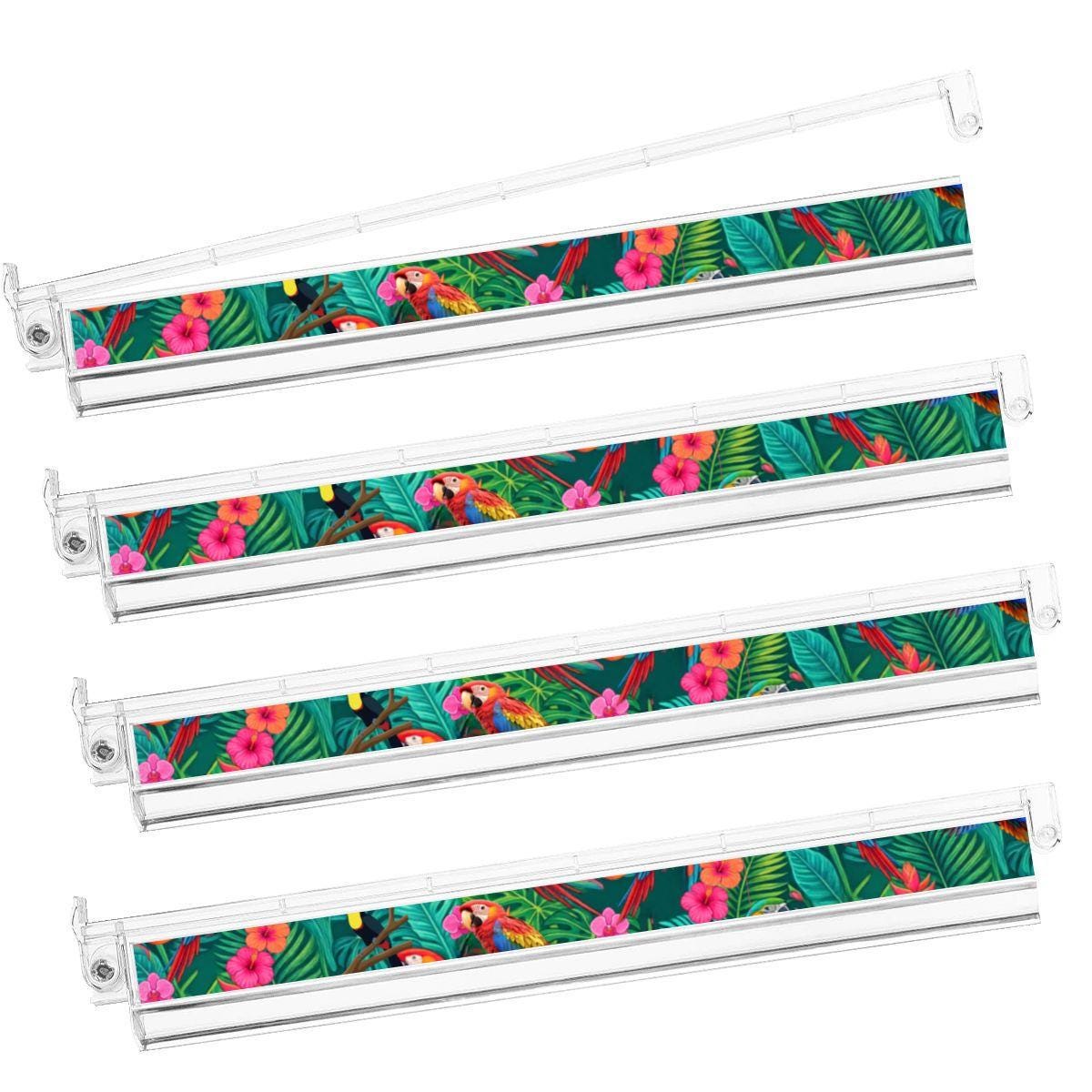 4 Tropical Parrot Mahjong Tile Pusher Racks, Acrylic American Mahjong Rack Set, Green Palm Flower Pushers for Game Night Gifts