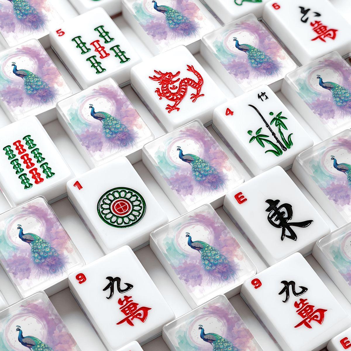 Peacock Mahjong Tile Set 166 Pieces, Hand Carved ,Mahjong Tiles, Luxury American Mahjong Set, Bird Design Game Gift