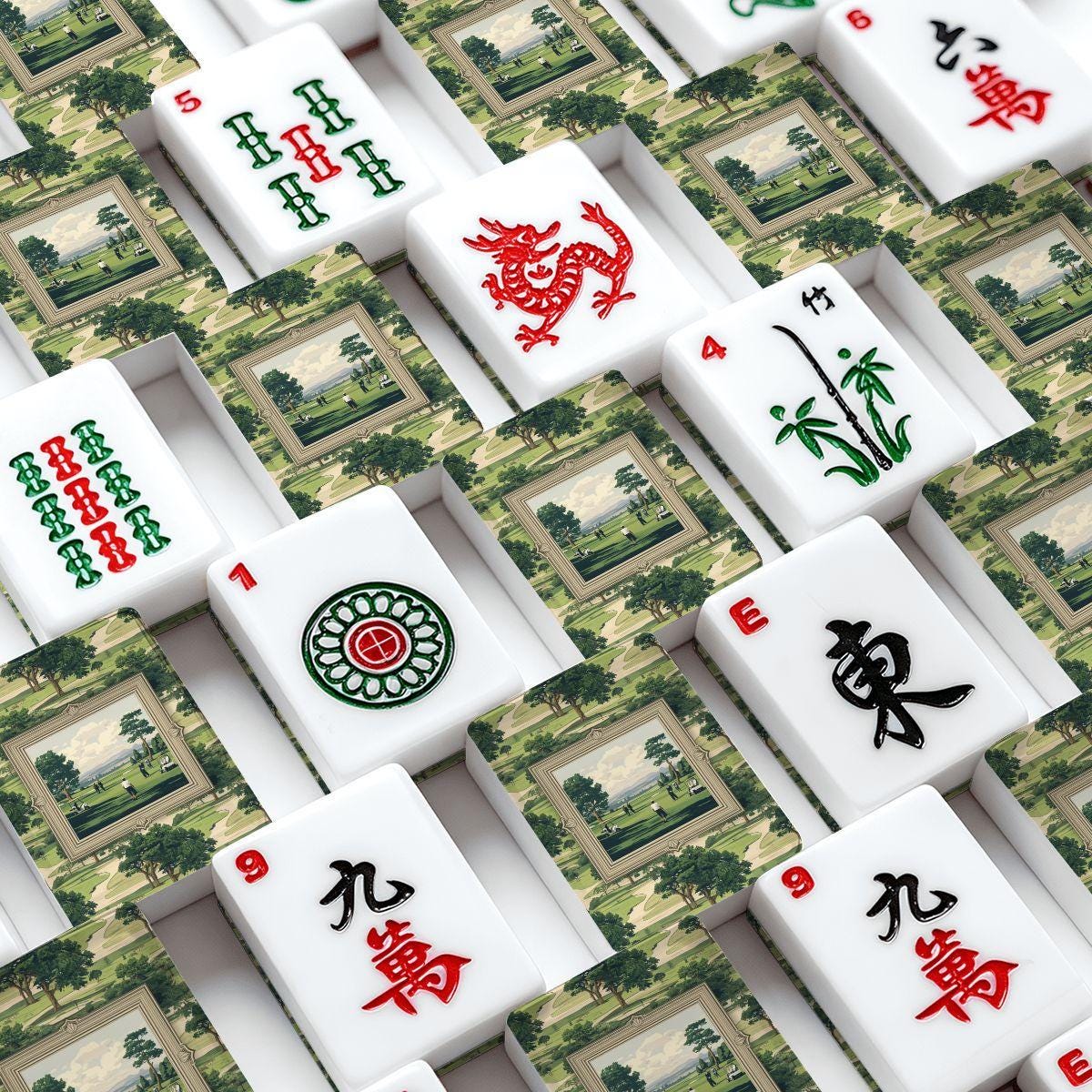 Golf Theme Mahjong Tile Set 166 Pieces, Hand Painted Mahjong Tiles, American Mahjong Game Set, Unique Golfer Gift Hand Carved