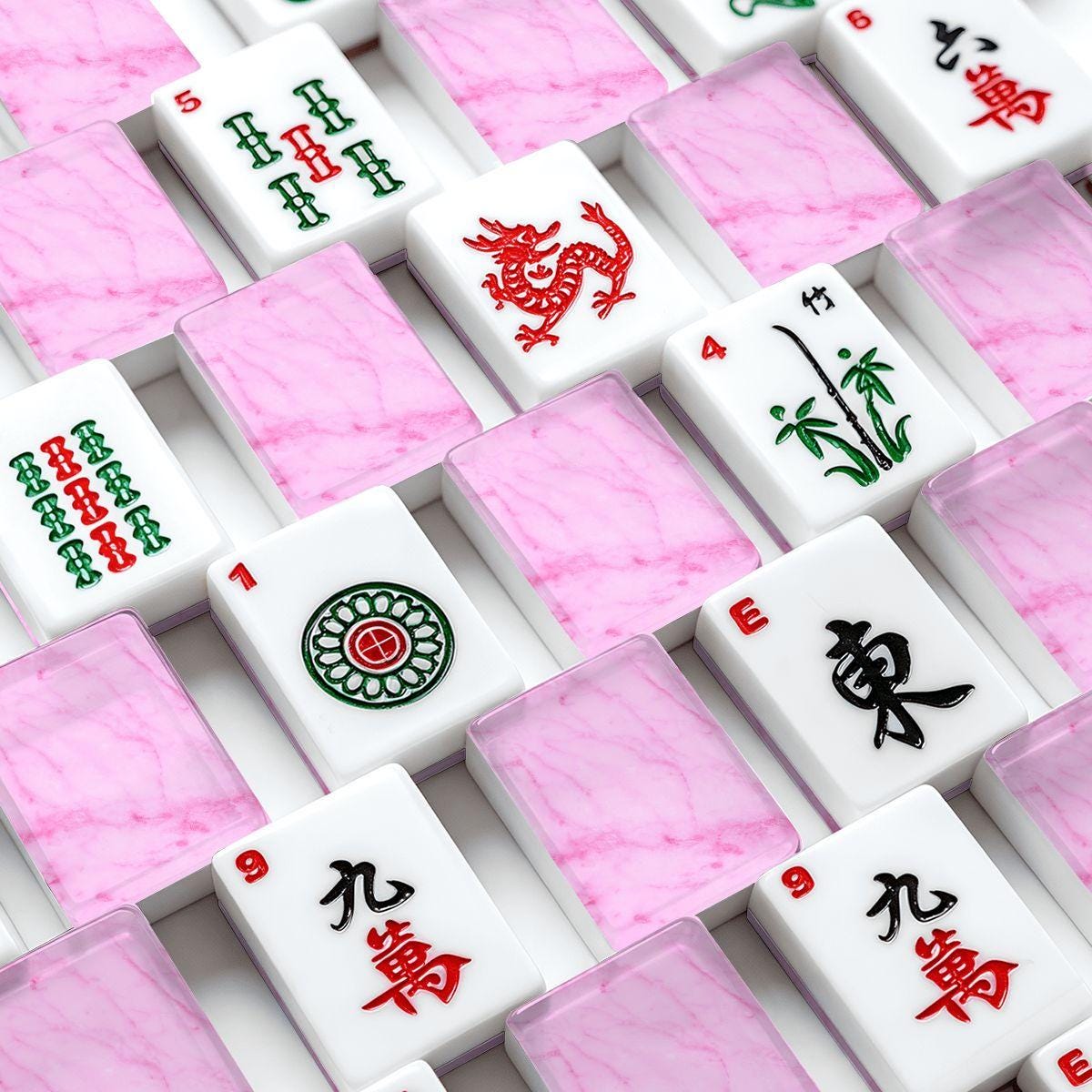 American Mahjong Tiles Set, Pink Marble Mahjong Tiles, Acrylic Mahjong Game Pieces, Travel Mahjong Gift, Cute Mahjong Accessories