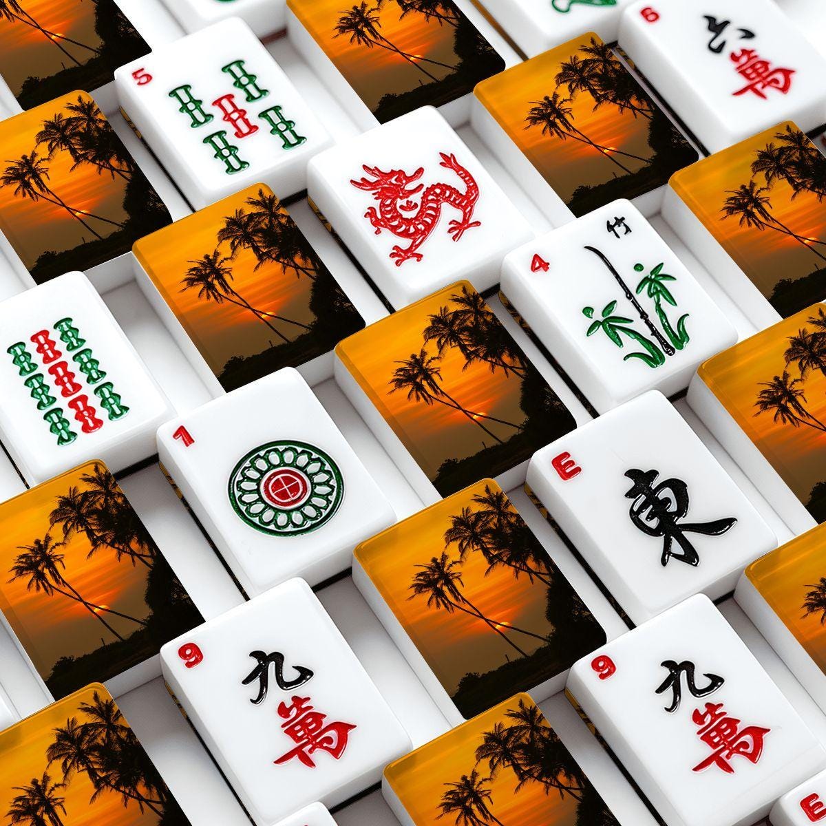 American Mahjong Tiles Set, Tropical Sunset Mahjong Tiles, Palm Tree Mahjong Game Pieces, Travel Mahjong Gift, Summer Mahjong Accessories