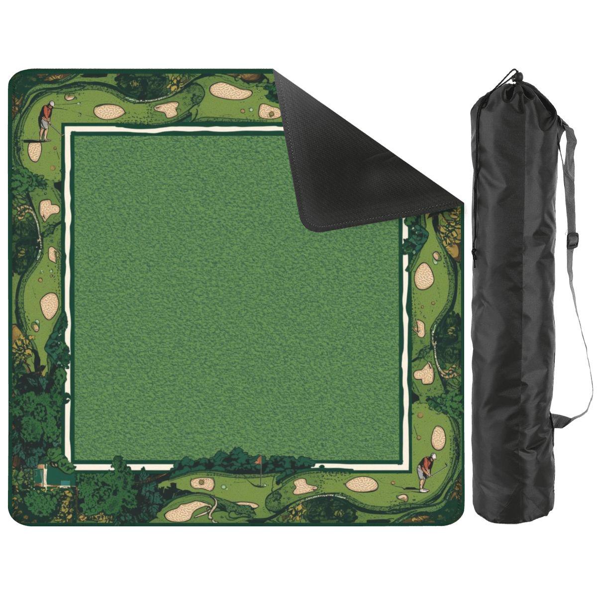 Golf Course Mahjong Mat 31.5x31.5 | Green Fairway Border Game Mat | Non-Slip Table Cover with Carry Bag | Square Gaming Mat (Ship Rolled up)